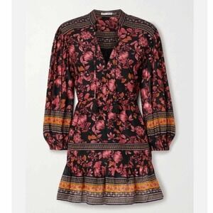 Alice + Olivia Sedona Tiered Floral Silk Blend Mini Dress Size 8